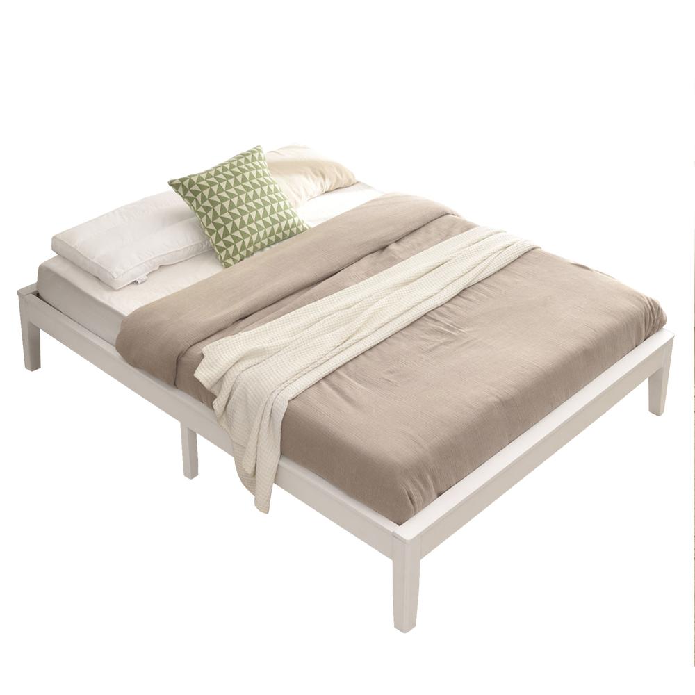 Better Home Products Stella Solid Pine Wood Full Platform Bed Frame in White. The main picture.
