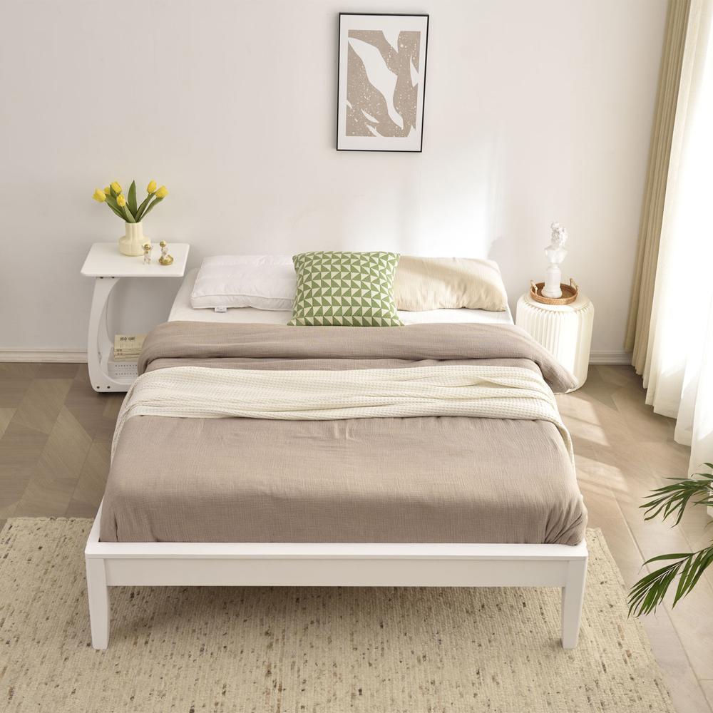 Better Home Products Stella Solid Pine Wood Full Platform Bed Frame in White. Picture 2