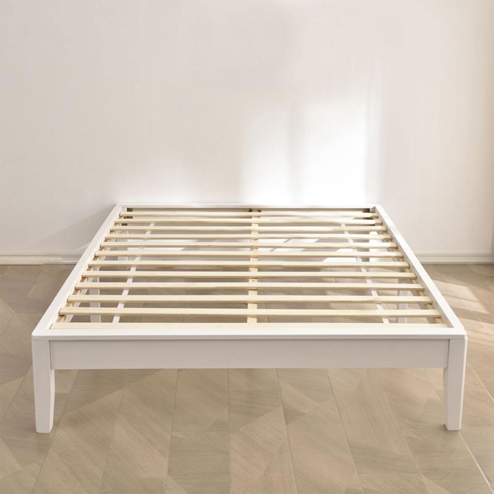 Better Home Products Stella Solid Pine Wood Full Platform Bed Frame in White. Picture 4
