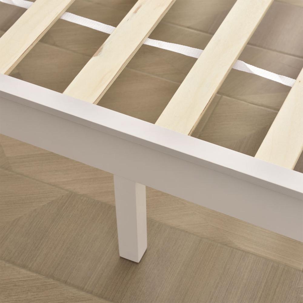 Better Home Products Stella Solid Pine Wood Full Platform Bed Frame in White. Picture 9