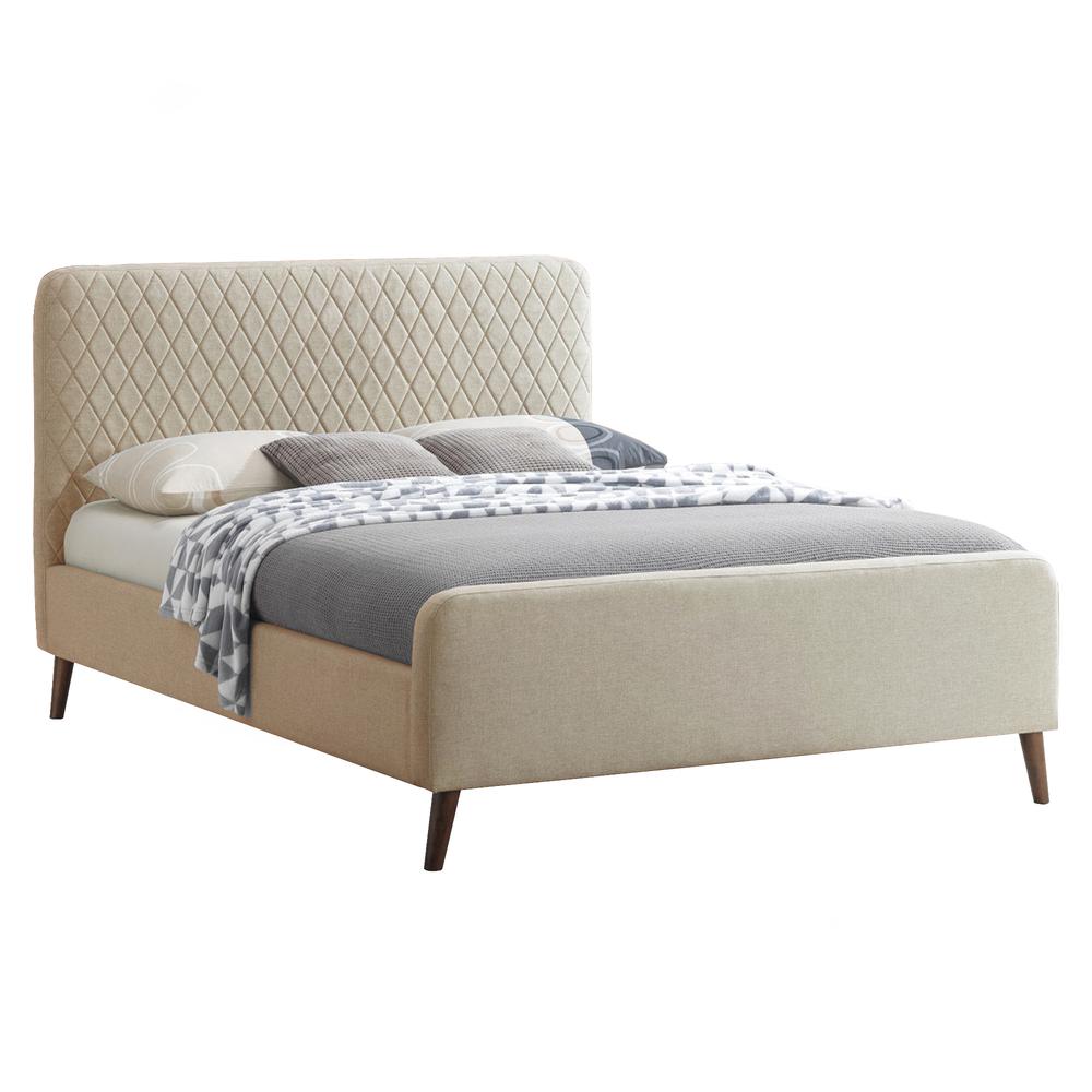 Better Home Products Roza Velvet Upholstered Queen Bed with Headboard Champaign. Picture 11