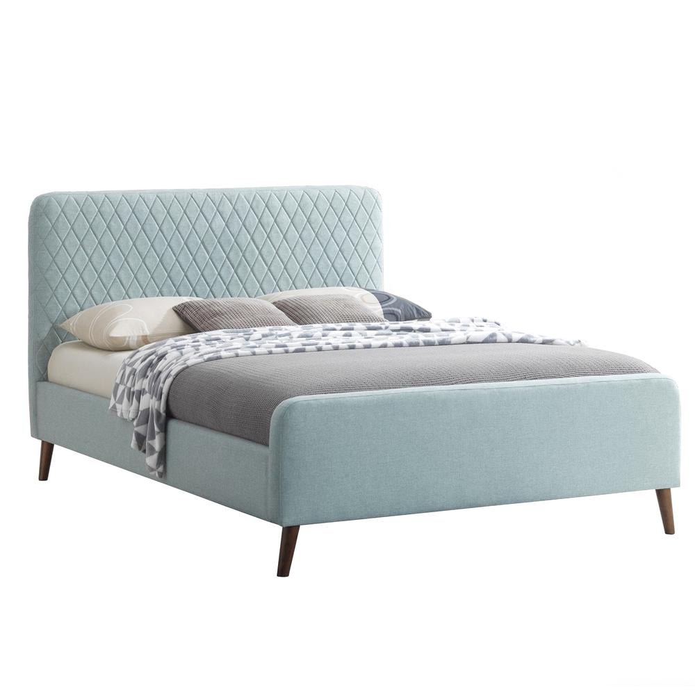 Better Home Products Roza Velvet Upholstered Queen Bed with Headboard Light Blue. Picture 9