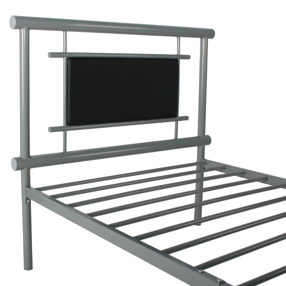 Better Home Products Siesta Faux Leather Metal Bed Frame Twin in Gray - Black. Picture 8