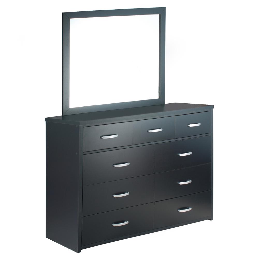 Better Home Products Majestic Super Jumbo 9-Drawer Double Dresser in Black. Picture 1