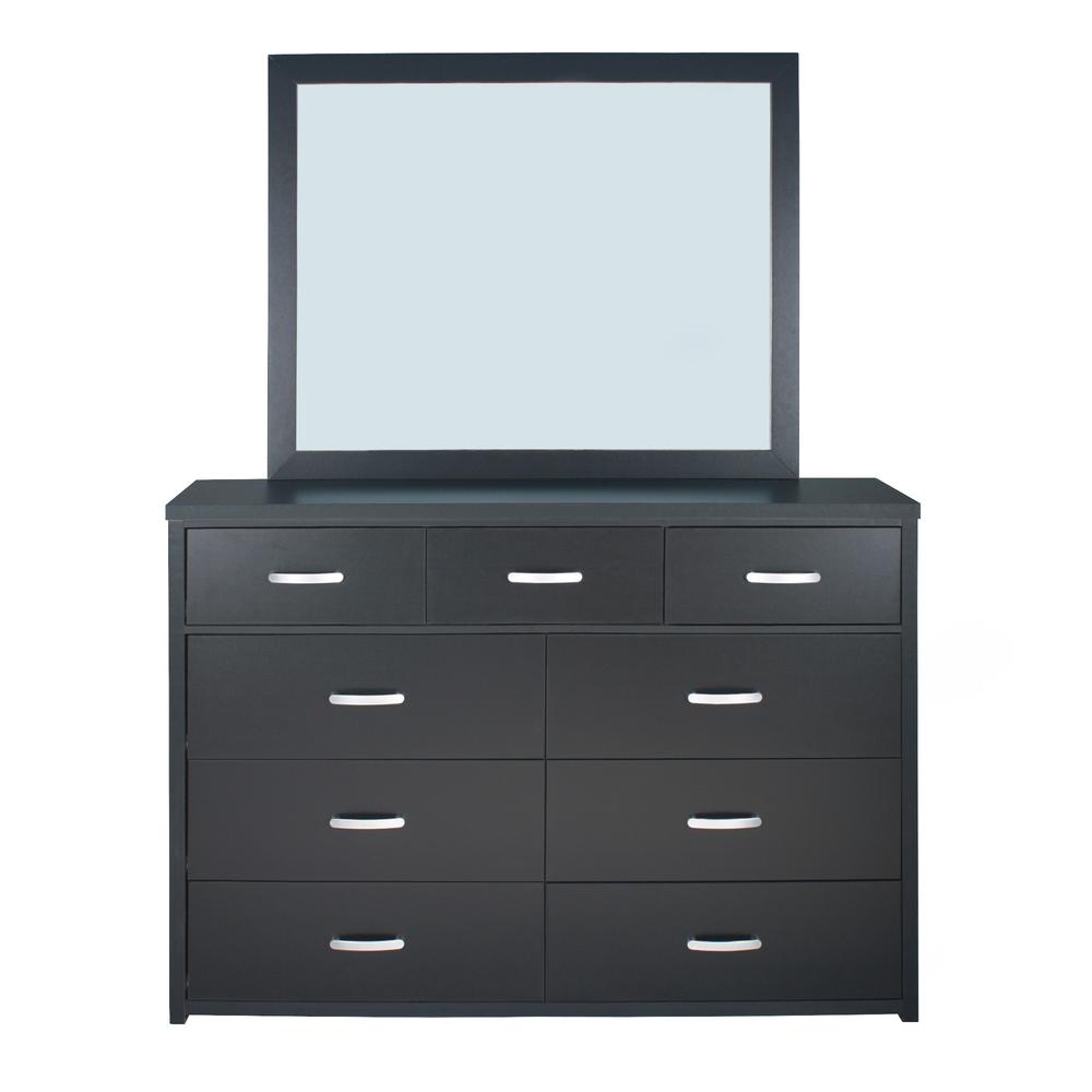 Better Home Products Majestic Super Jumbo 9-Drawer Double Dresser in Black. Picture 3