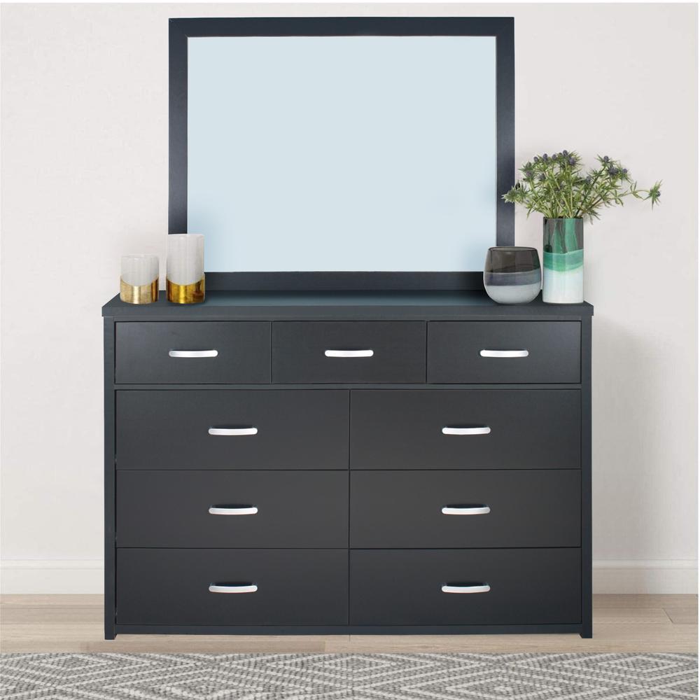 Better Home Products Majestic Super Jumbo 9-Drawer Double Dresser in Black. Picture 7