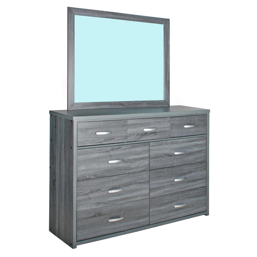 Better Home Products Majestic Super Jumbo 9-Drawer Double Dresser in Gray. Picture 1