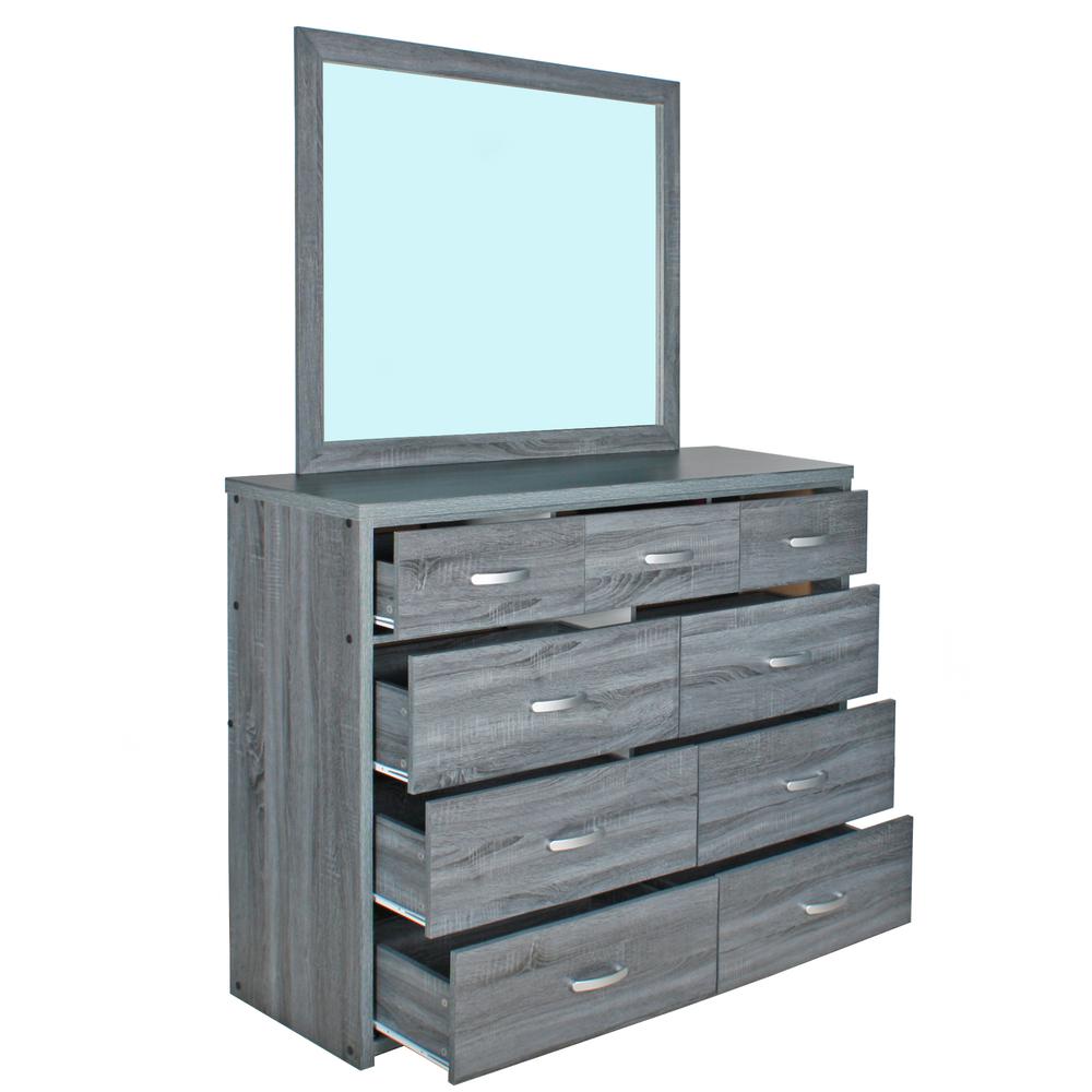 Better Home Products Majestic Super Jumbo 9-Drawer Double Dresser in Gray. Picture 6