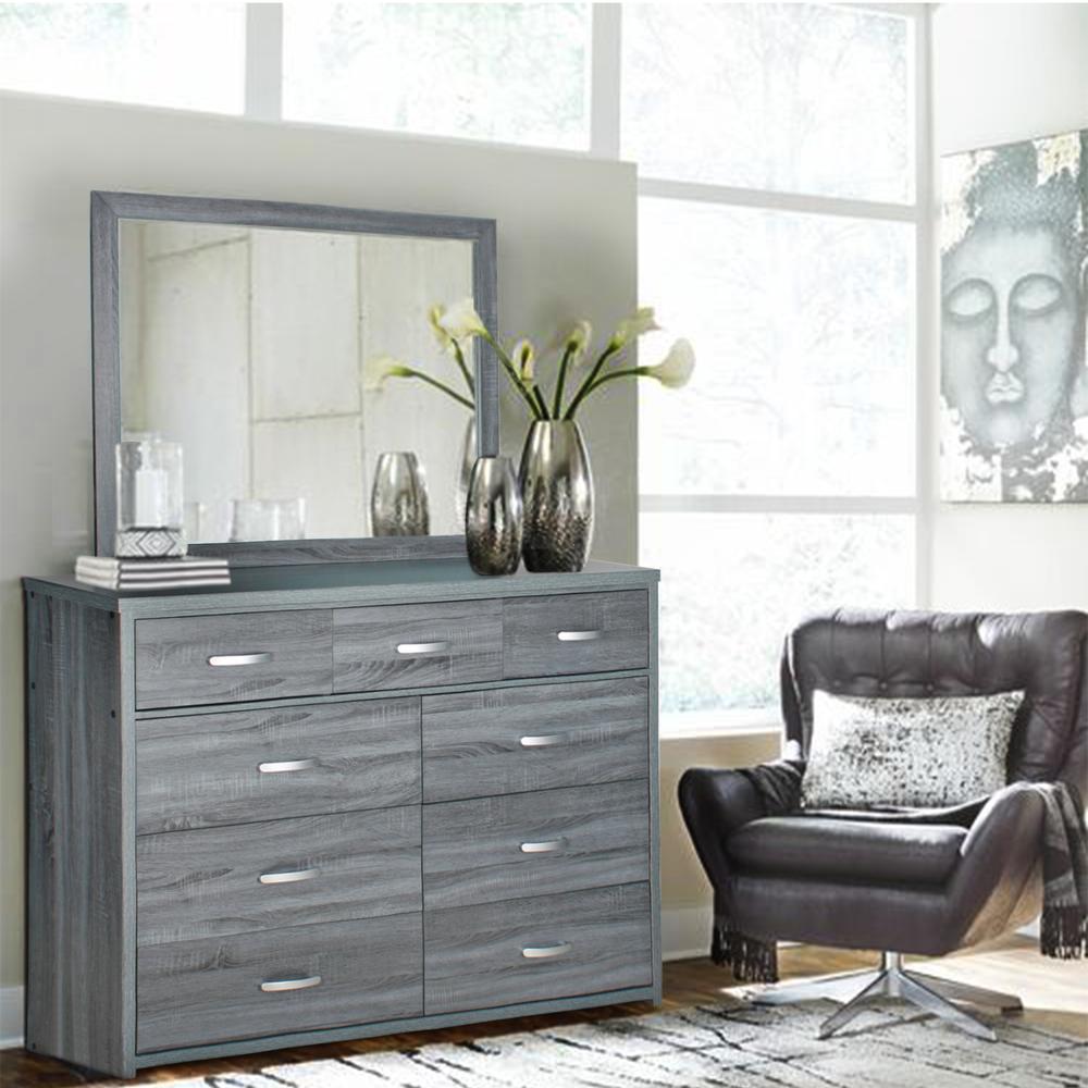 Better Home Products Majestic Super Jumbo 9-Drawer Double Dresser in Gray. Picture 9