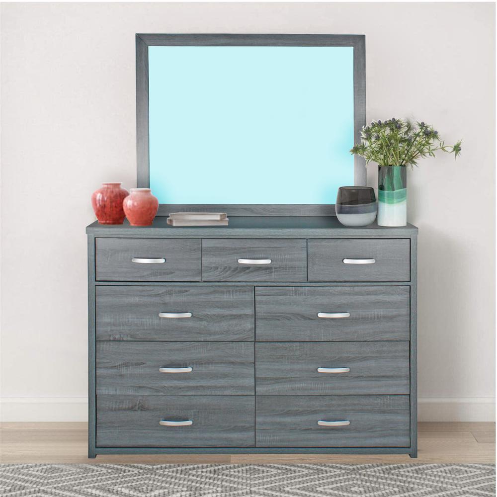 Better Home Products Majestic Super Jumbo 9-Drawer Double Dresser in Gray. Picture 10