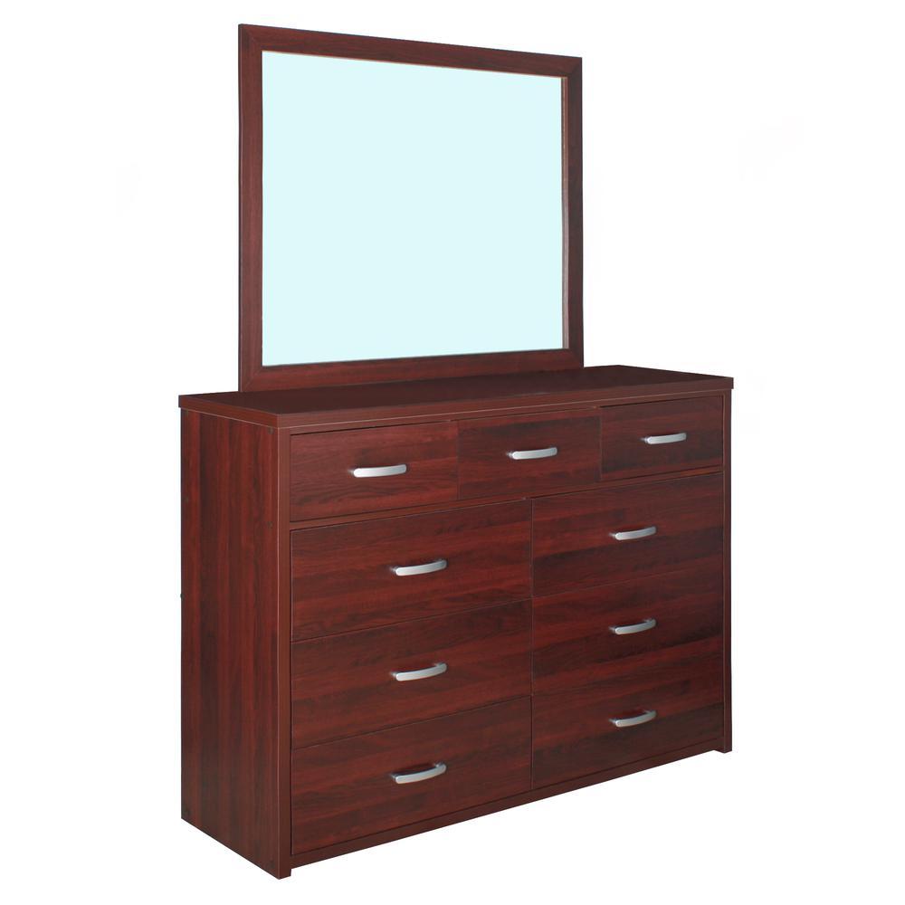 Better Home Products Majestic Super Jumbo 9-Drawer Double Dresser in Mahogany. Picture 1
