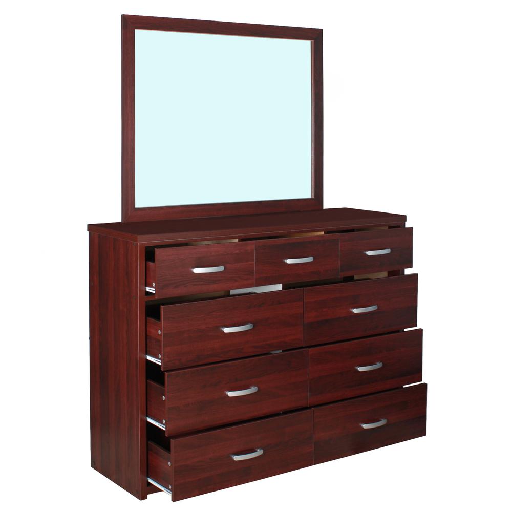 Better Home Products Majestic Super Jumbo 9-Drawer Double Dresser in Mahogany. Picture 4