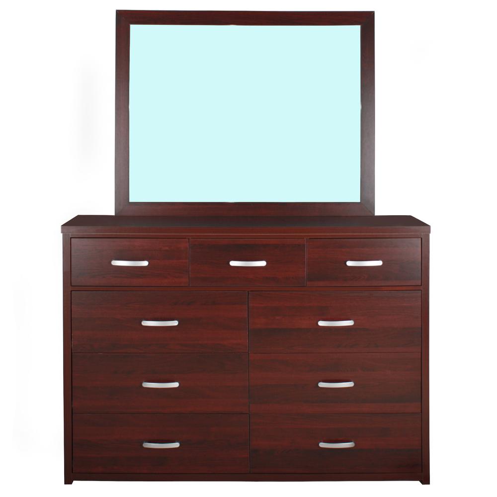 Better Home Products Majestic Super Jumbo 9-Drawer Double Dresser in Mahogany. Picture 5