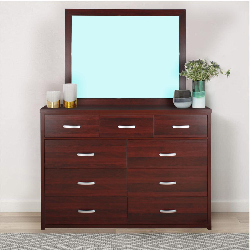Better Home Products Majestic Super Jumbo 9-Drawer Double Dresser in Mahogany. Picture 7
