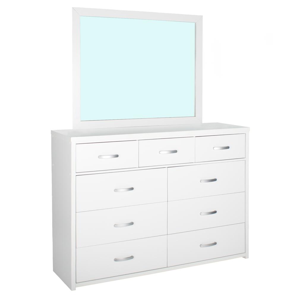 Better Home Products Majestic Super Jumbo 9-Drawer Double Dresser in White. Picture 1