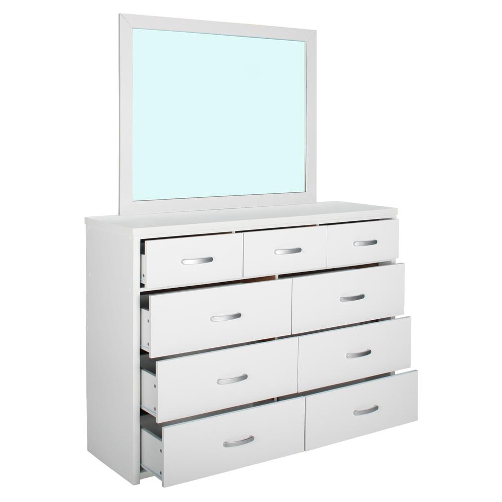Better Home Products Majestic Super Jumbo 9-Drawer Double Dresser in White. Picture 4