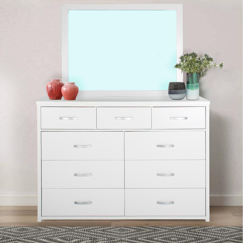 Better Home Products Majestic Super Jumbo 9-Drawer Double Dresser in White. Picture 6