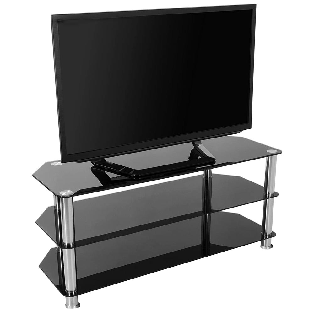 Better Home Products Adele Tempered Glass TV Stand for 43-inch TV in Black. Picture 4