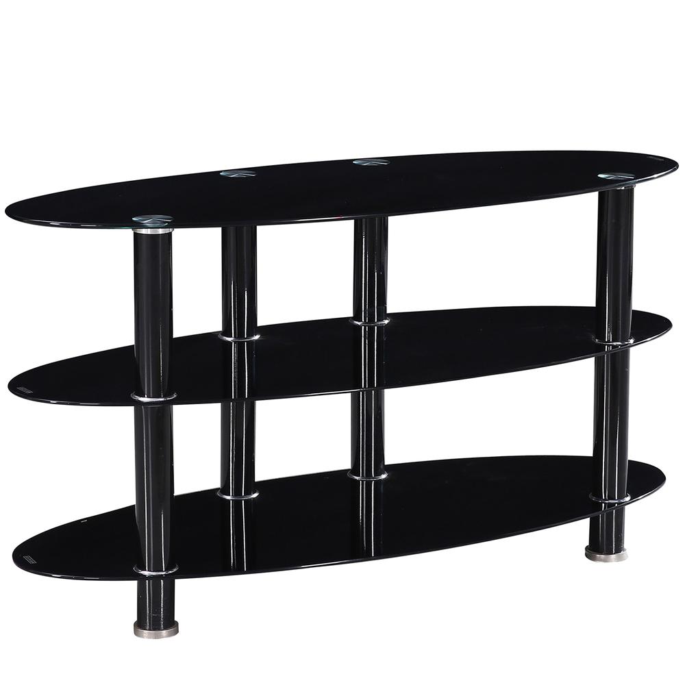 Better Home Products Neo Oval Tempered Glass TV Stand for 40-inch TV in Black. Picture 2