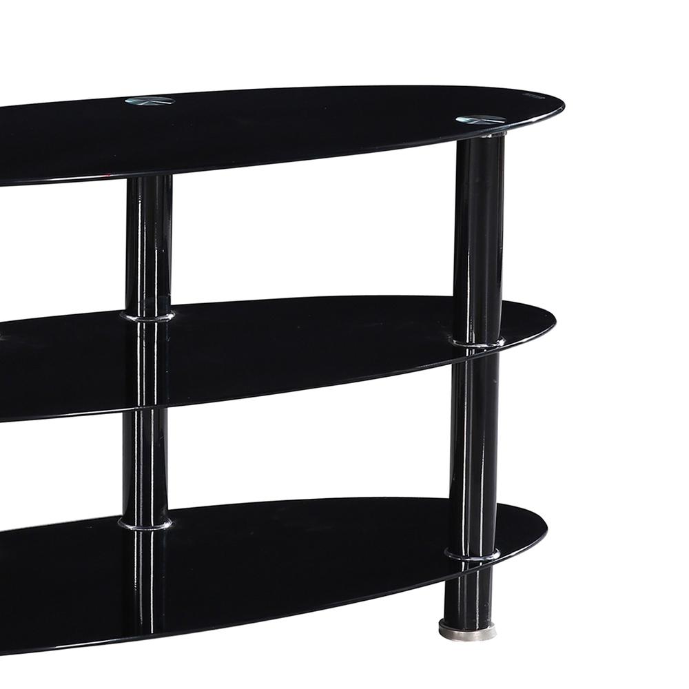 Better Home Products Neo Oval Tempered Glass TV Stand for 40-inch TV in Black. Picture 3