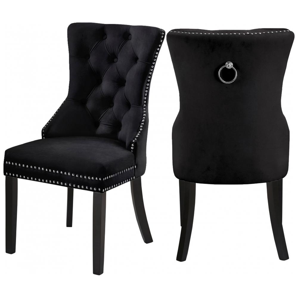 Better Home Products Lisa Velvet Upholstered Tufted Dining Chair Set in Black. Picture 3