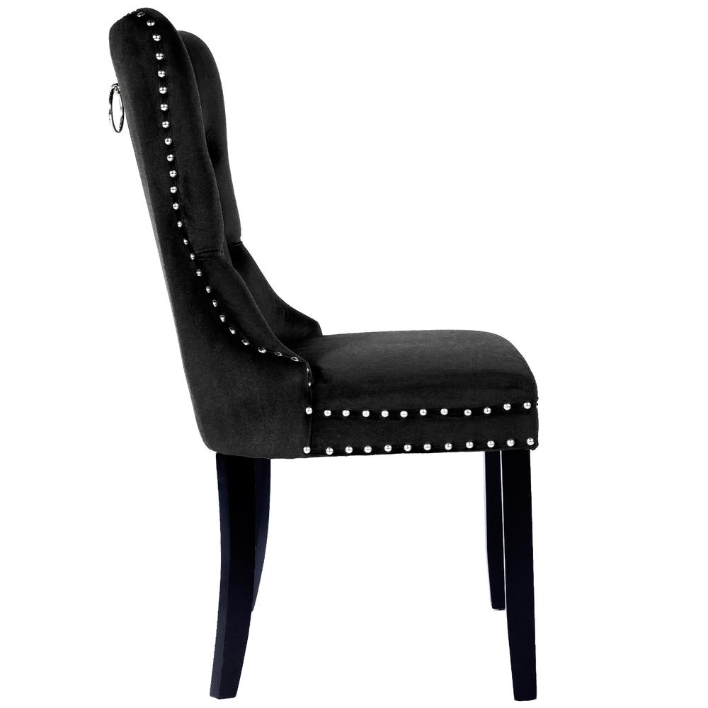 Better Home Products Lisa Velvet Upholstered Tufted Dining Chair Set in Black. Picture 4