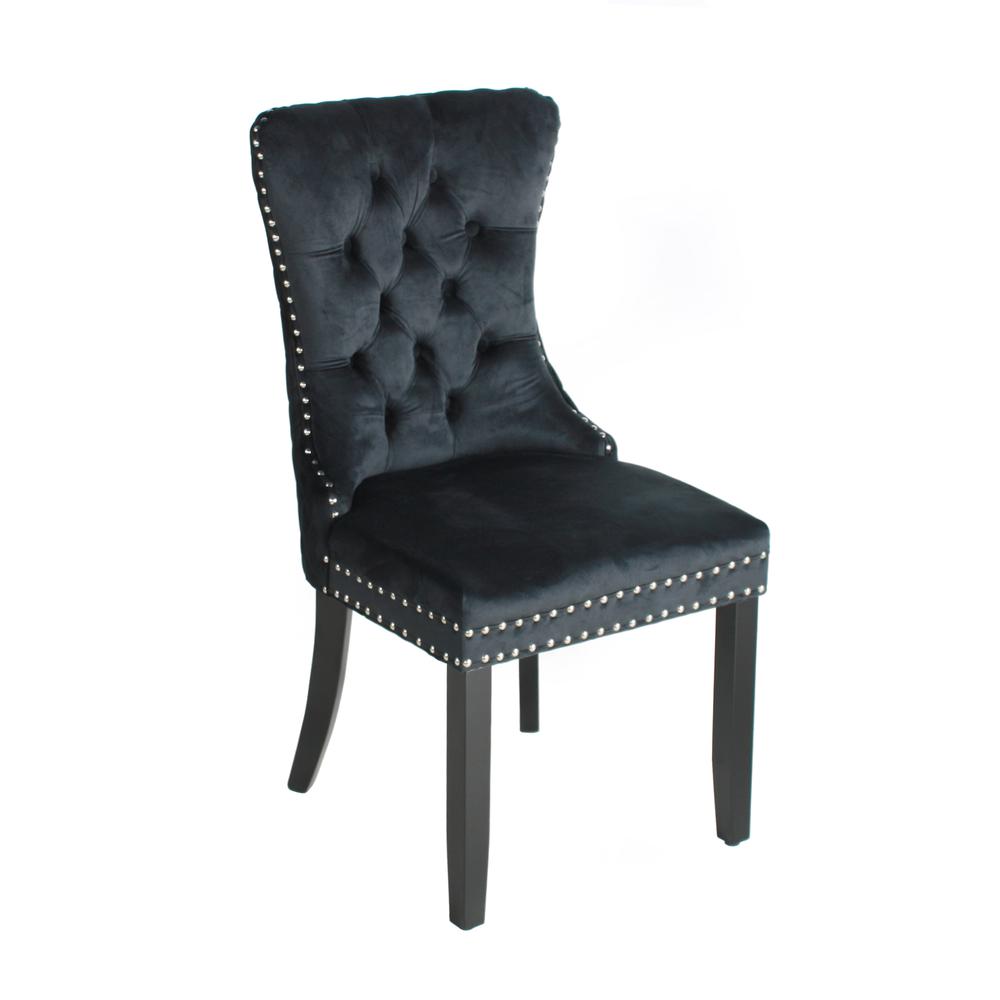 Better Home Products Sofia Velvet Upholstered Tufted Dining Chair Set in Black. The main picture.