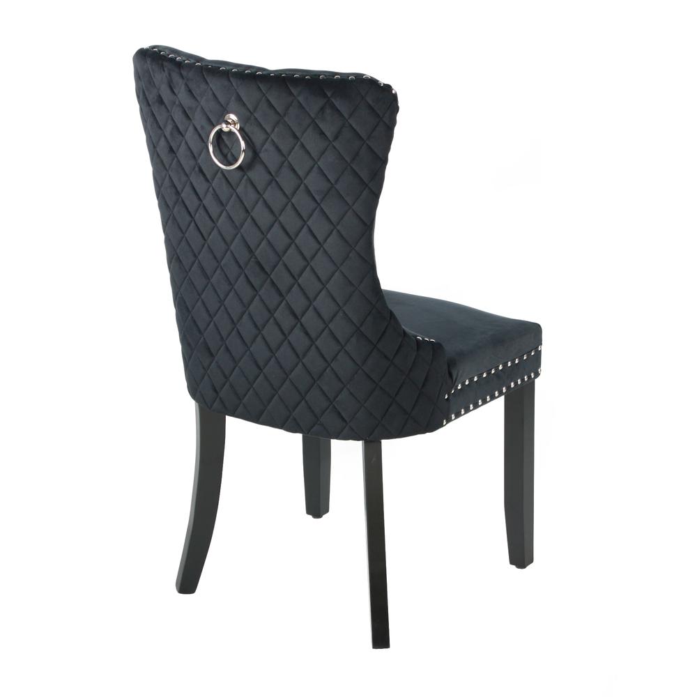 Better Home Products Sofia Velvet Upholstered Tufted Dining Chair Set in Black. Picture 7