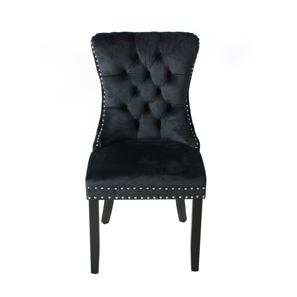 Better Home Products Sofia Velvet Upholstered Tufted Dining Chair Set in Black. Picture 5