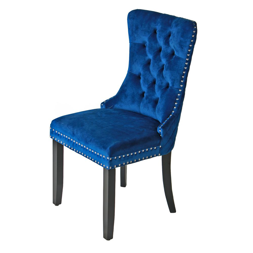 Better Home Products Sofia Velvet Upholstered Tufted Dining Chair Set in Blue. Picture 7