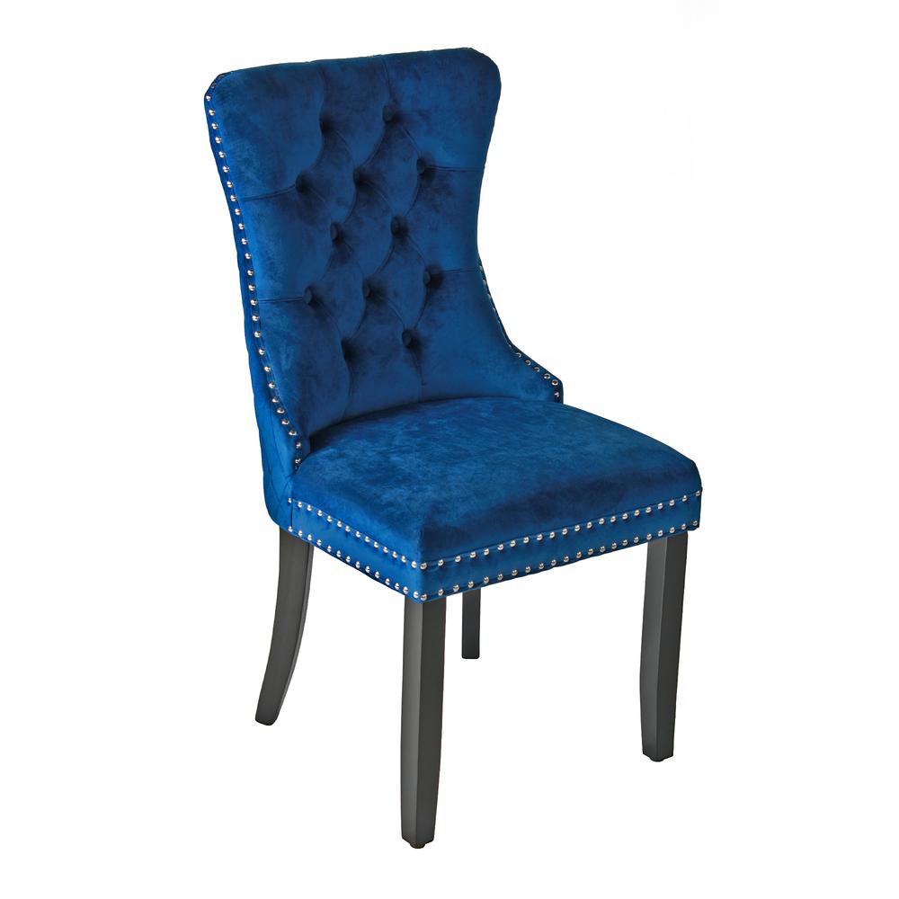 Better Home Products Sofia Velvet Upholstered Tufted Dining Chair Set in Blue. Picture 6