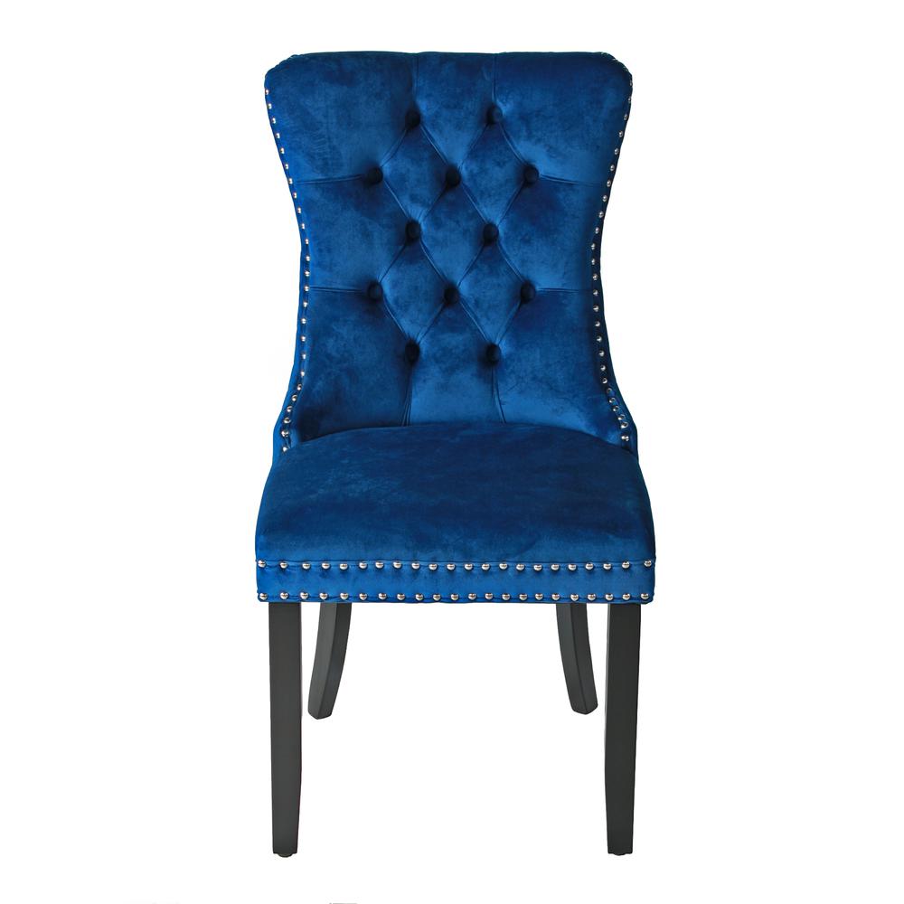 Better Home Products Sofia Velvet Upholstered Tufted Dining Chair Set in Blue. Picture 1