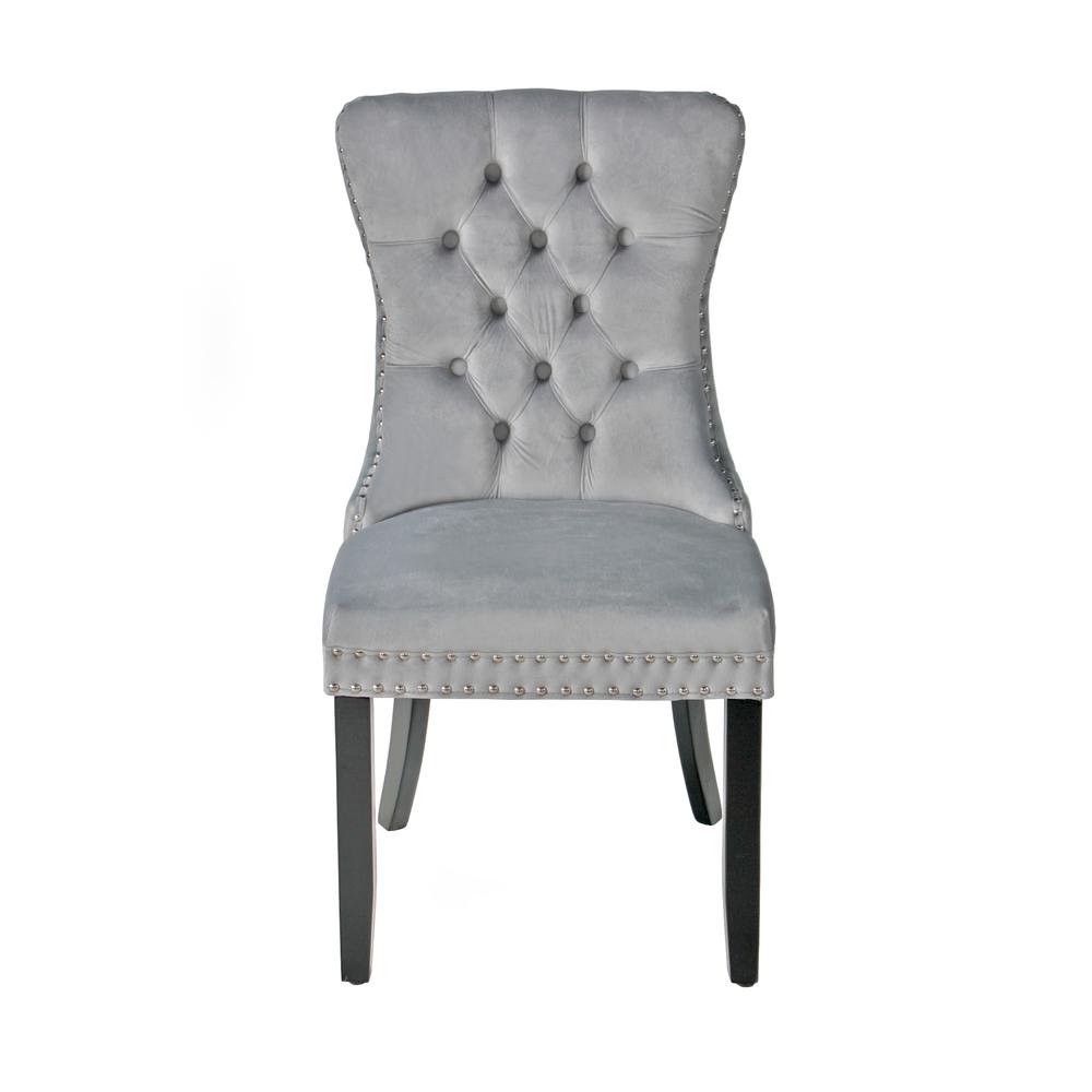 Better Home Products Sofia Velvet Upholstered Tufted Dining Chair Set in Gray. Picture 1