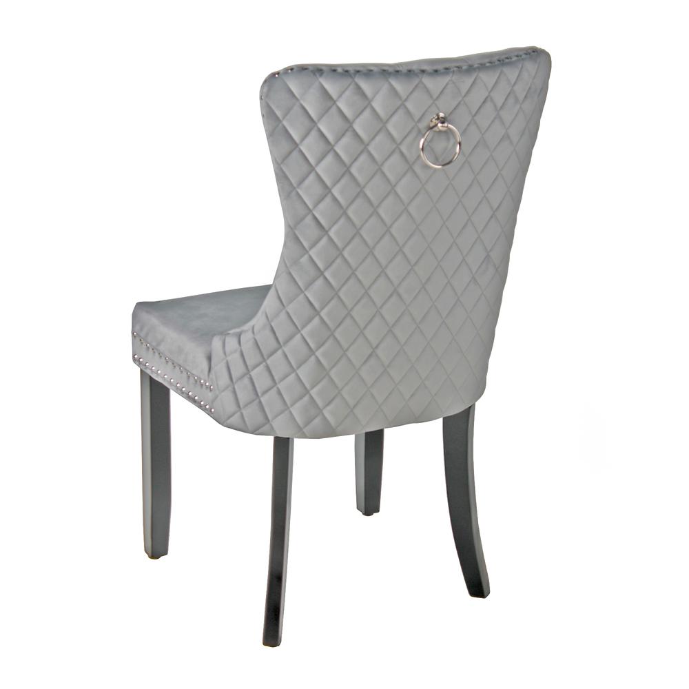Better Home Products Sofia Velvet Upholstered Tufted Dining Chair Set in Gray. Picture 6