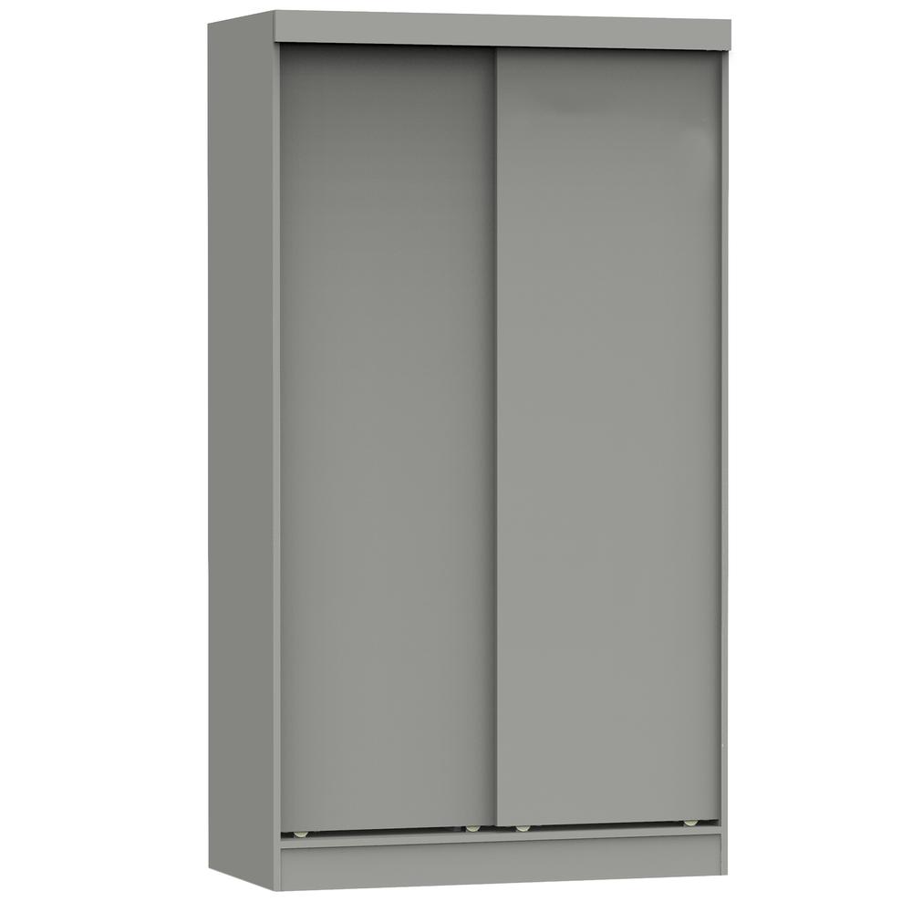 Better Home Products Modern Wood Double Sliding Door Wardrobe in Light Gray. Picture 1