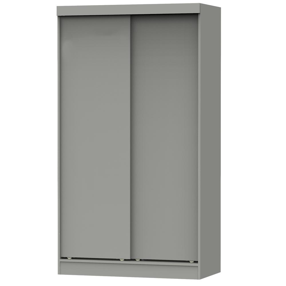 Better Home Products Modern Wood Double Sliding Door Wardrobe in Light Gray. Picture 2