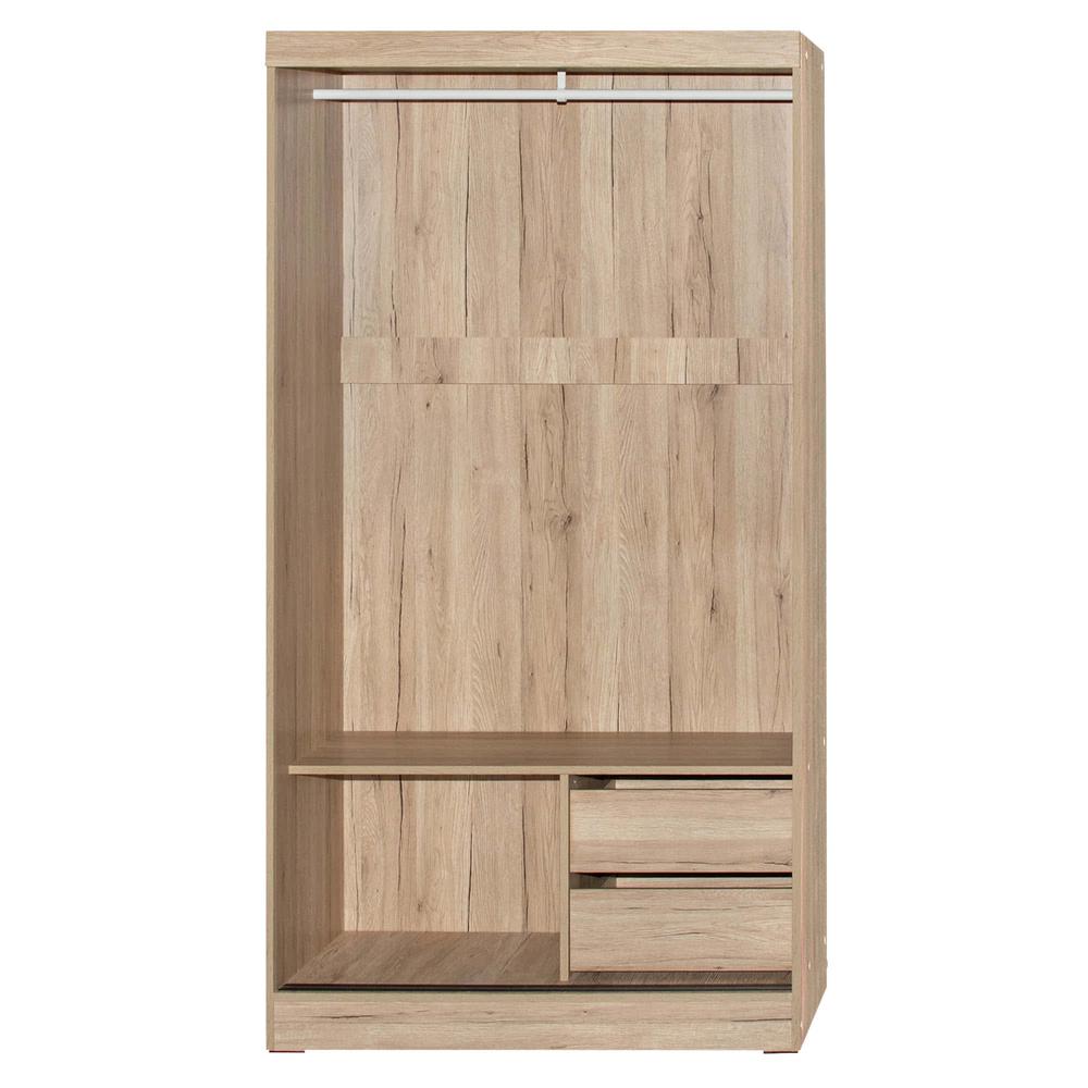 Better Home Products Mirror Wood Double Sliding Door Wardrobe White /Natural Oak. Picture 6