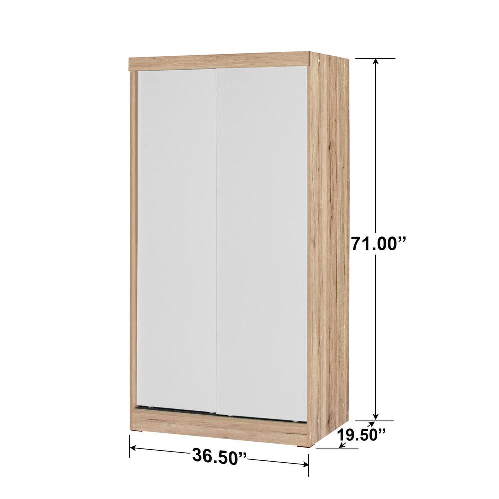 Better Home Products Modern Wood Double Sliding Door Wardrobe. Picture 5