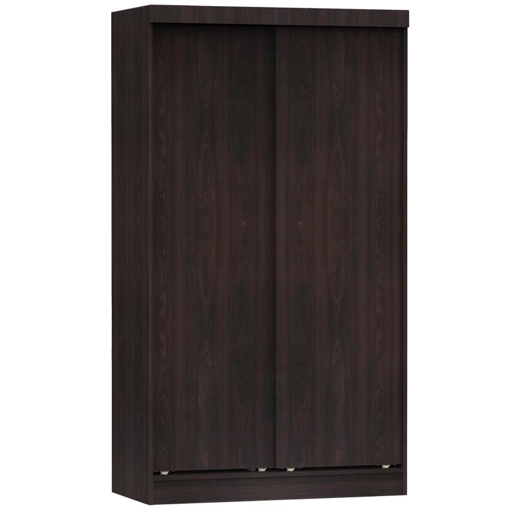 Better Home Products Modern Wood Double Sliding Door Wardrobe in Tobacco. Picture 1