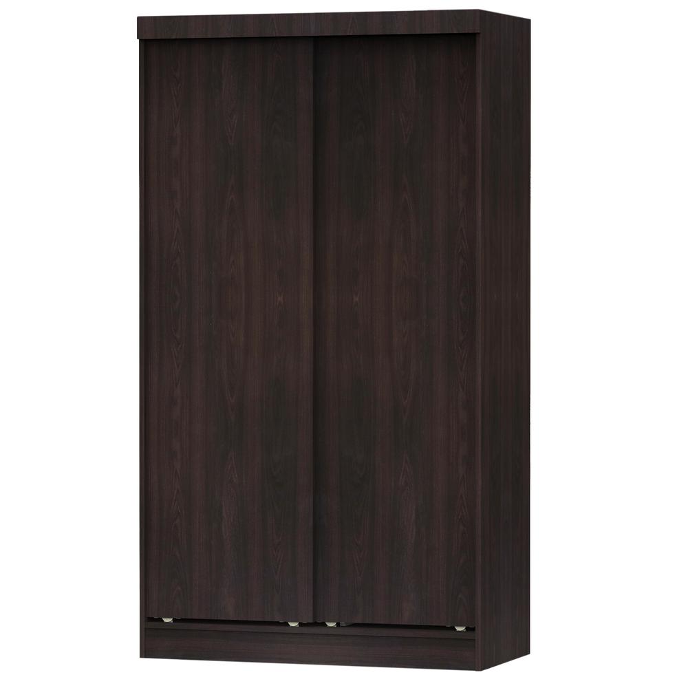 Better Home Products Modern Wood Double Sliding Door Wardrobe in Tobacco. Picture 2