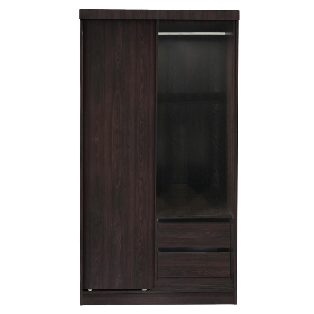 Better Home Products Modern Wood Double Sliding Door Wardrobe in Tobacco. Picture 4