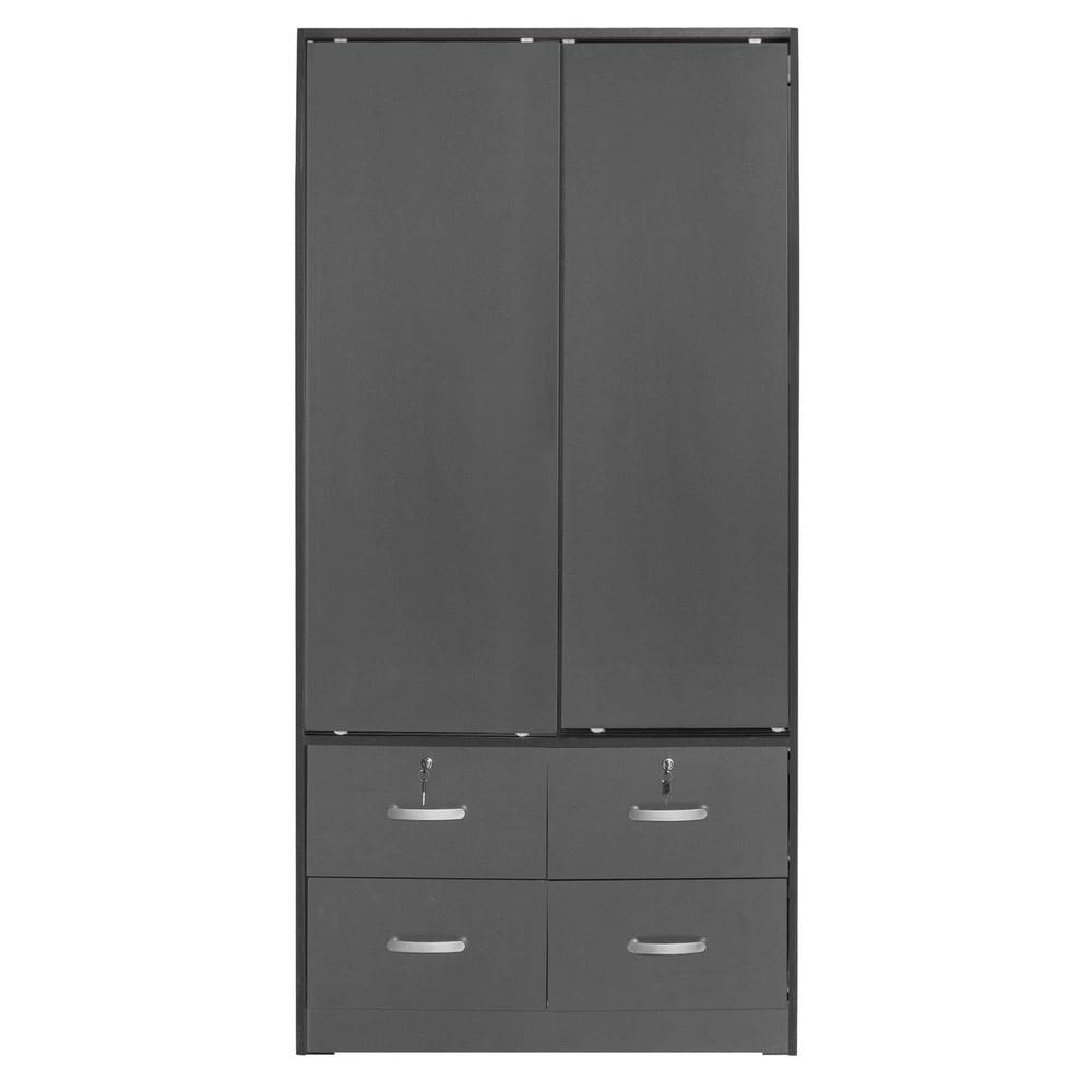 Better Home Products Sarah Modern Wood Double Sliding Door Armoire in Dark Gray. Picture 3