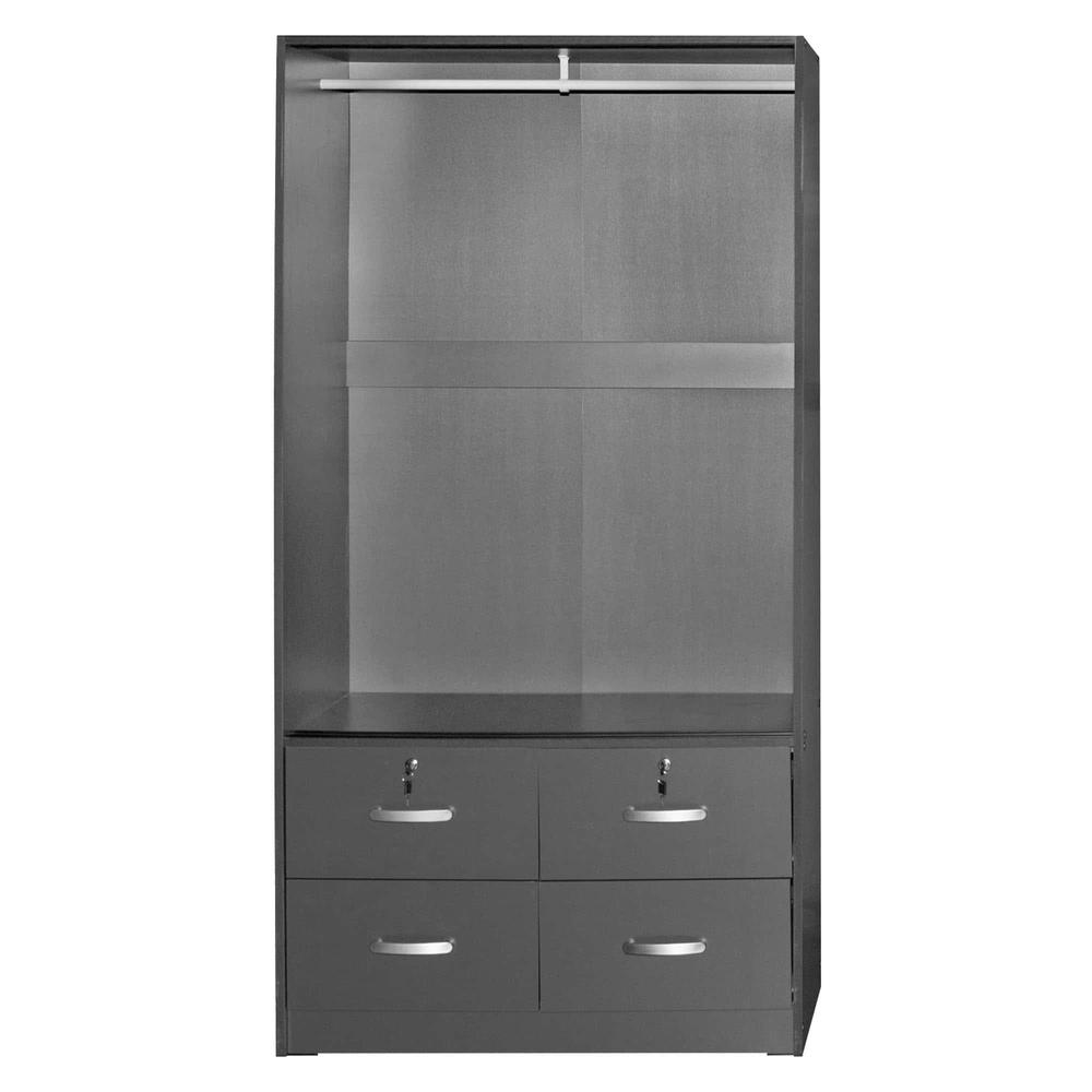 Better Home Products Sarah Modern Wood Double Sliding Door Armoire in Dark Gray. Picture 2