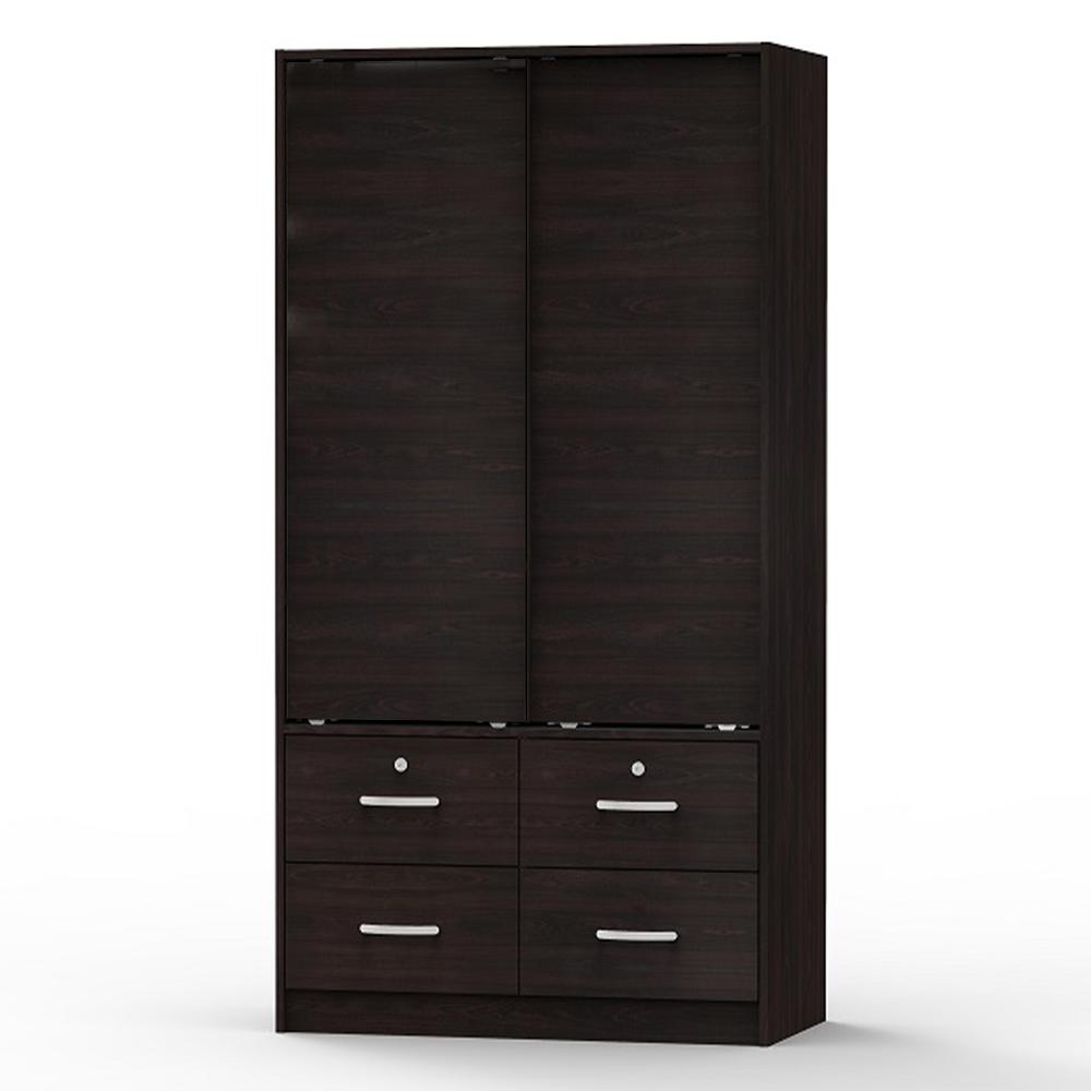 Better Home Products Sarah Modern Wood Double Sliding Door Armoire in Tobacco. Picture 3