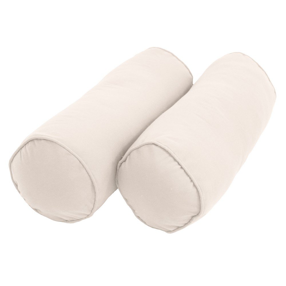 20-inch by 8-inch Double-corded Solid Twill Bolster Pillows with Inserts (Set of 2). Picture 1