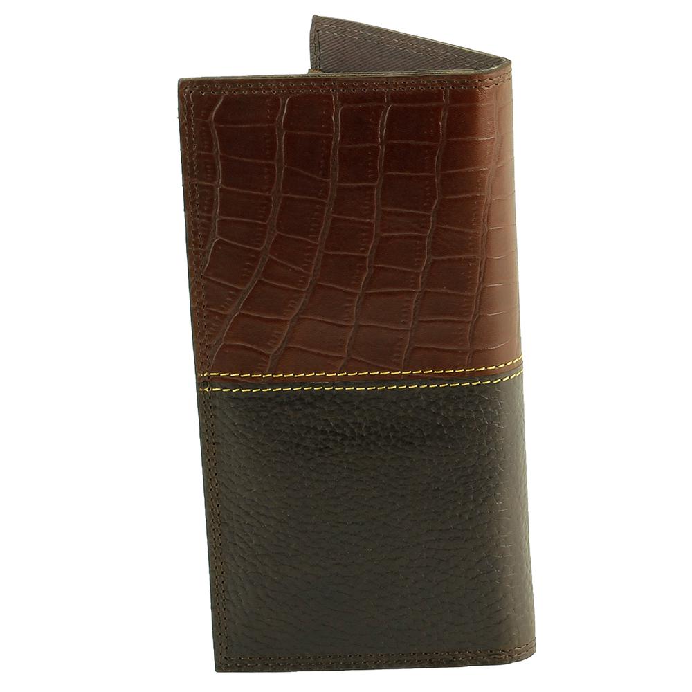 TALL RODEO WALLET CROC PRNT BRN. Picture 1