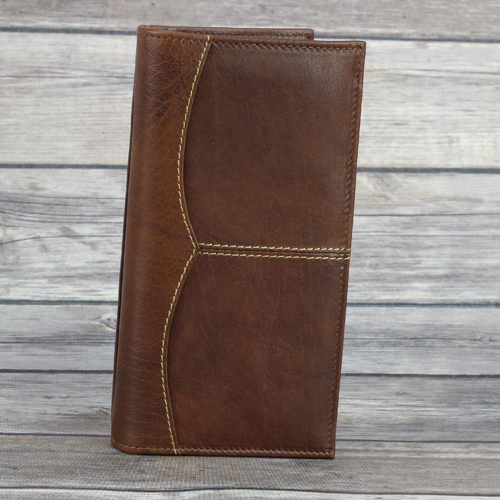 TALL RODEO WALLET WHIP STCH BRN. Picture 1