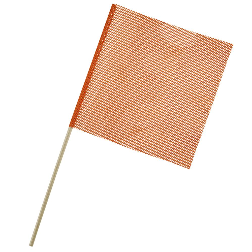 Mesh Orange Warning Flag w Wooden Dowel. Picture 1