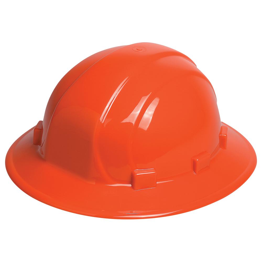 Full Brim Hi-Viz Orange Hard Hat. Picture 1