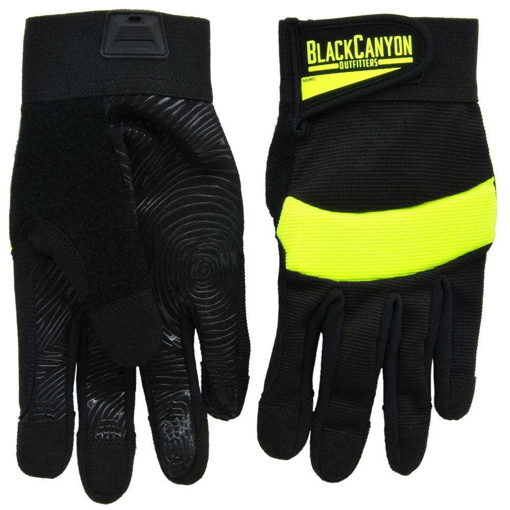 Black Canyon Safety Work Gloves Hi-Vis Hi-Dexterity Synthetic Leather w Padded Knuckles Silicone Grip Large BHG621L. Picture 2